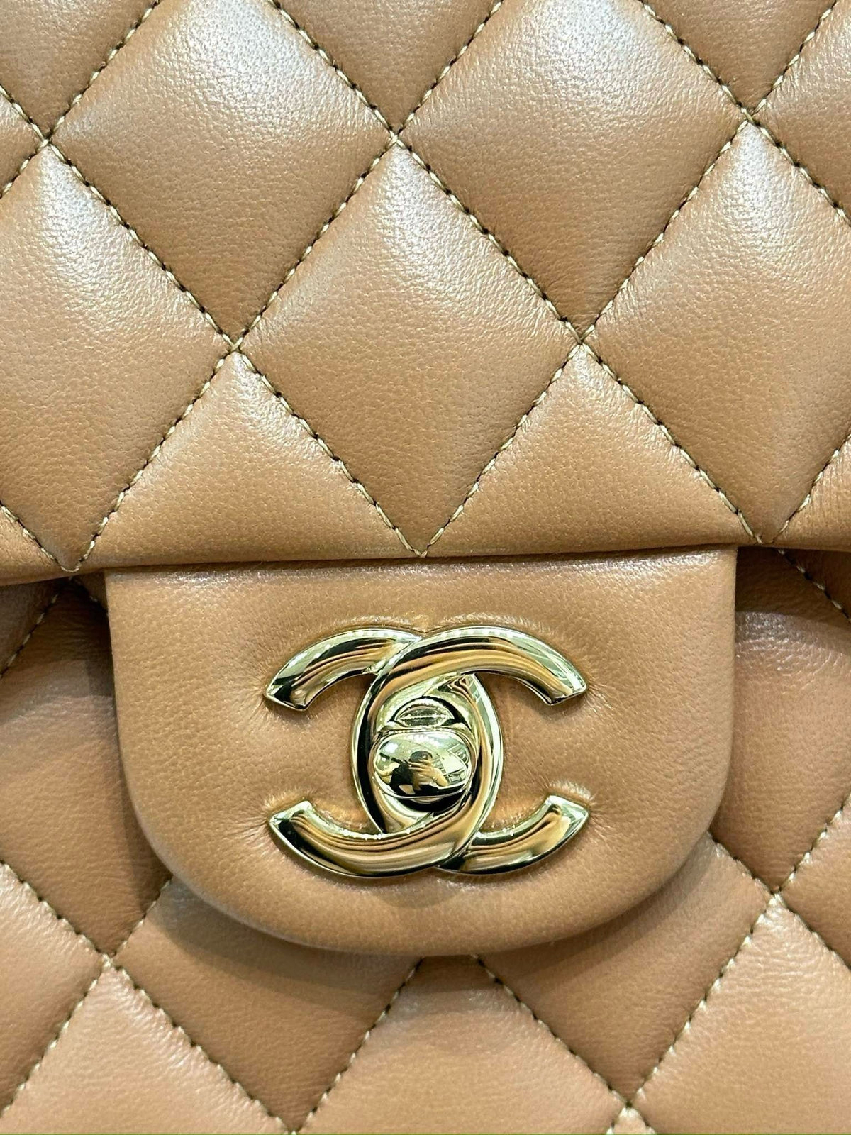 Chanel Small Lambskin Classic Double Flap Bag Dark Beige LGHW