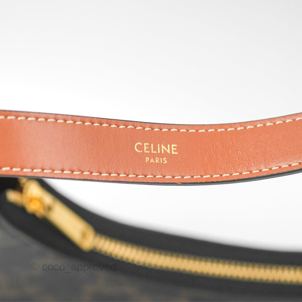 Celine Ava Bag In Triomphe Canvas Calfskin Tan