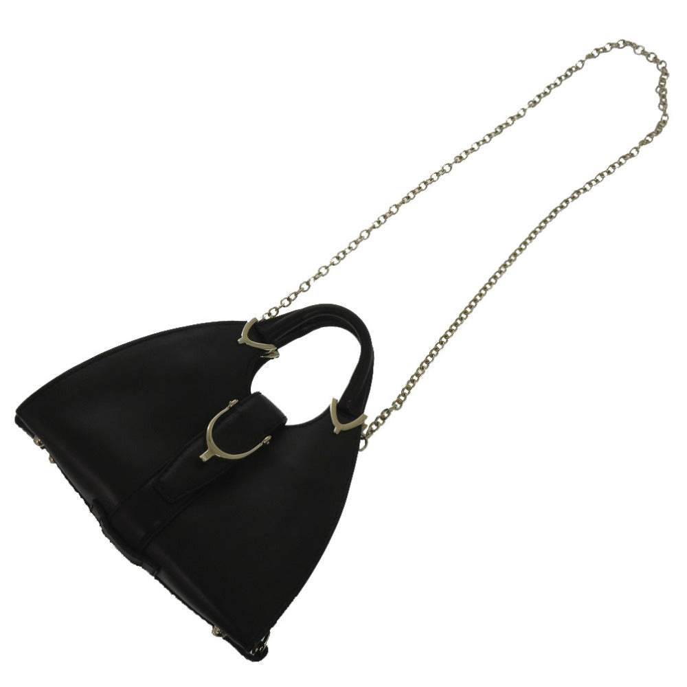GUCCI Tote Bag 277515 leather black Horsebit Half Moon 2way Chain Shoulder Women Used