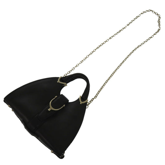 GUCCI Tote Bag 277515 leather black Horsebit Half Moon 2way Chain Shoulder Women Used