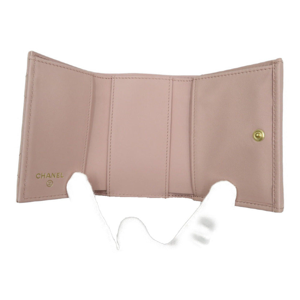 CHANEL Tri-fold wallet lambskin pink 19 Dizneuf Small