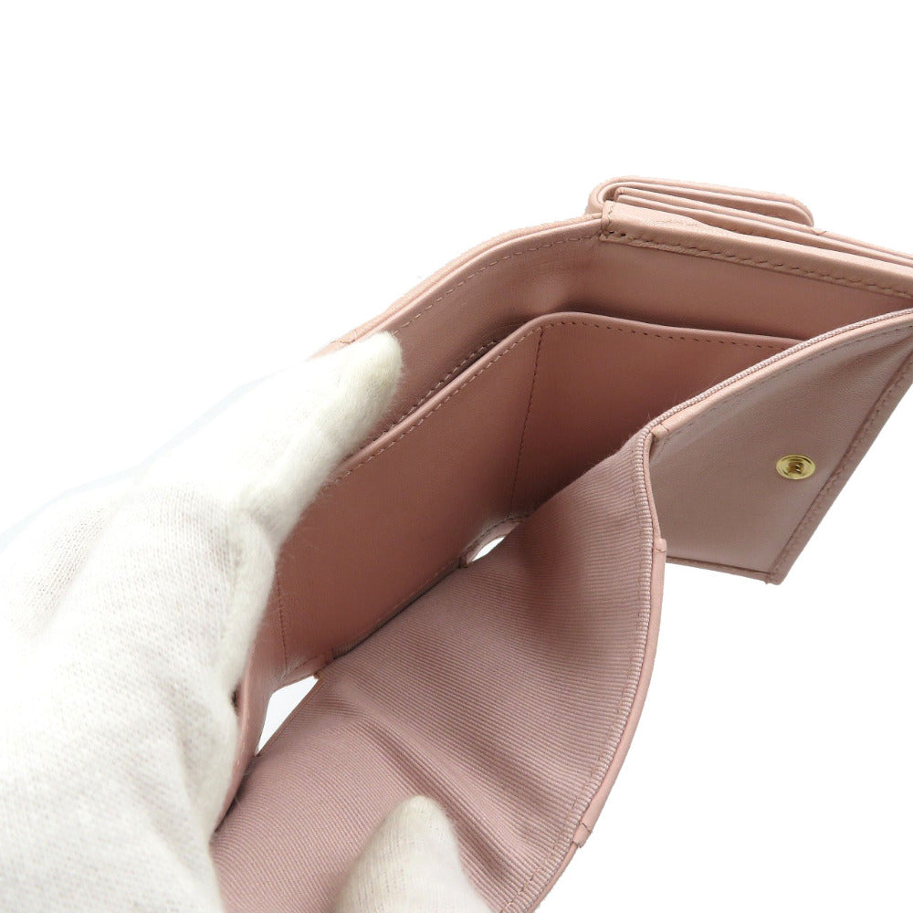 CHANEL Tri-fold wallet lambskin pink 19 Dizneuf Small