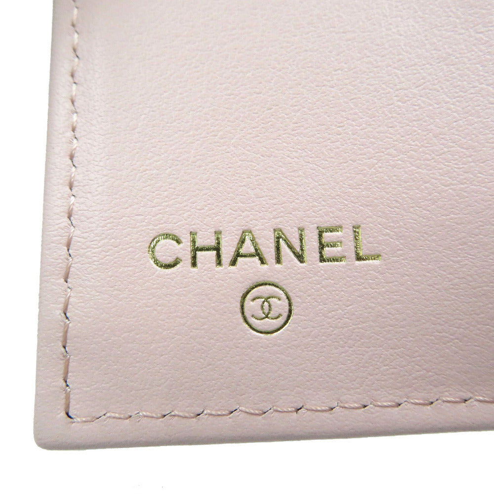 CHANEL Tri-fold wallet lambskin pink 19 Dizneuf Small
