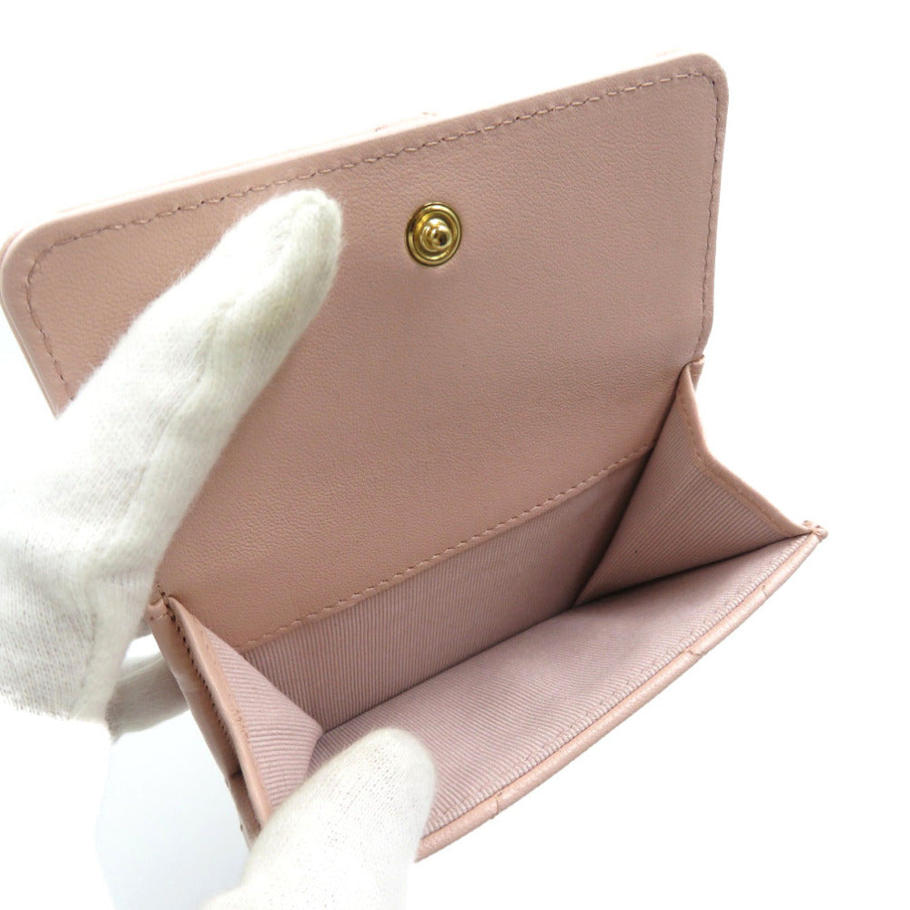 CHANEL Tri-fold wallet lambskin pink 19 Dizneuf Small