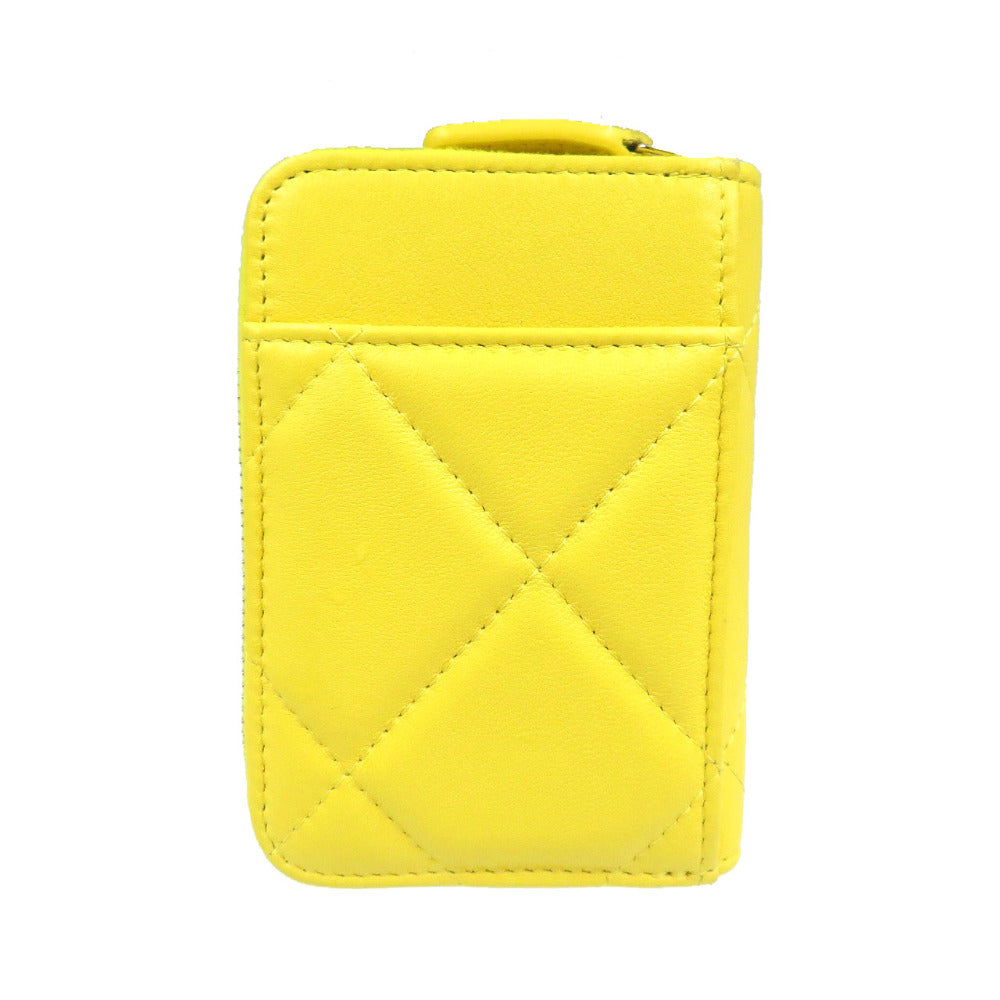 CHANEL Coin case lambskin yellow 19