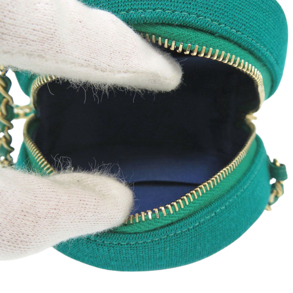 CHANEL Shoulder Bag AP0365 Jersey green CC Filigree Round