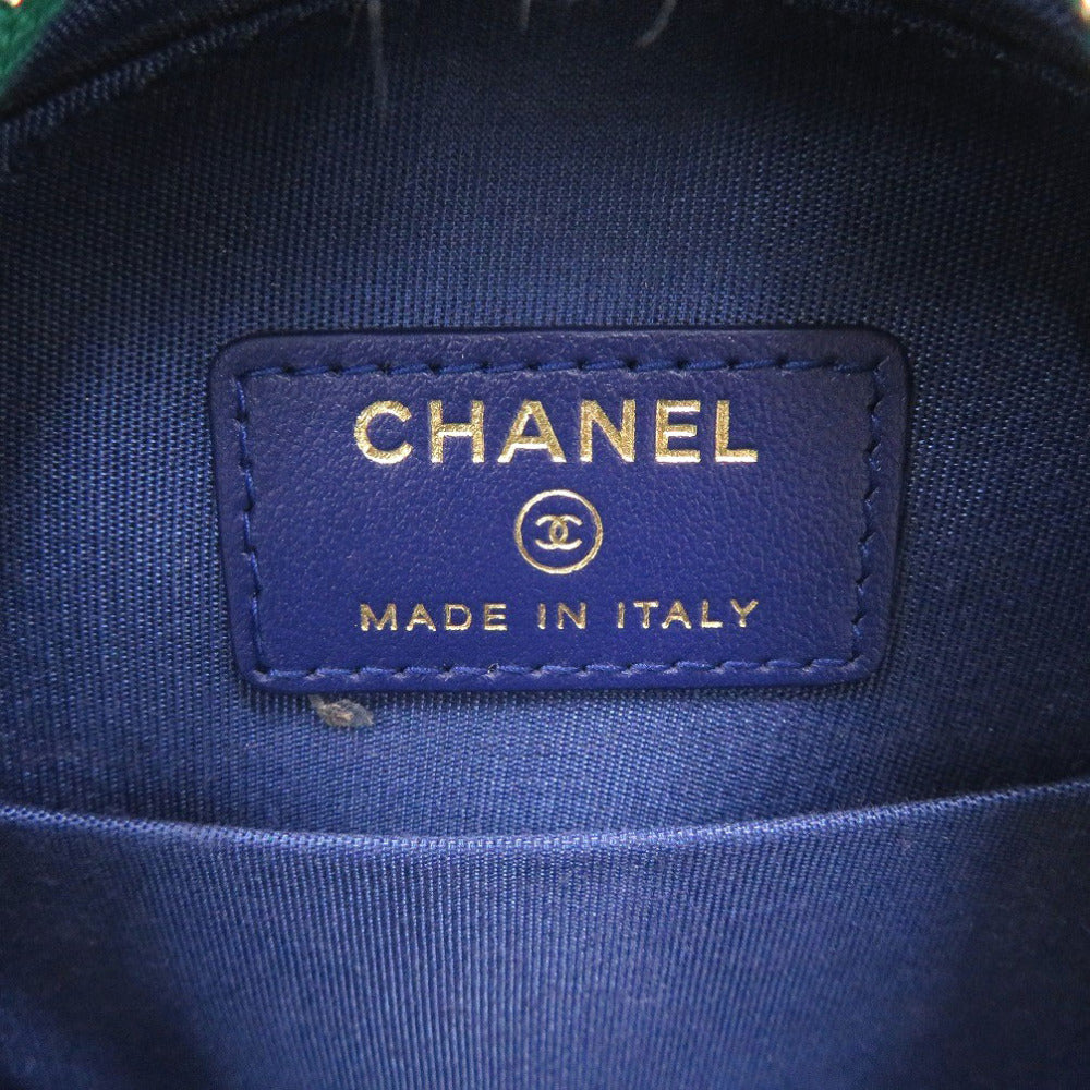 CHANEL Shoulder Bag AP0365 Jersey green CC Filigree Round
