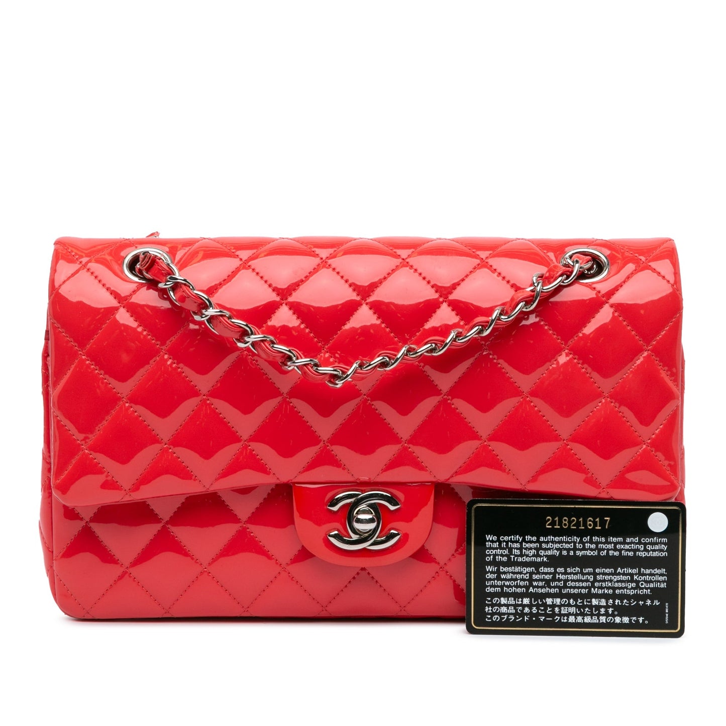 Red Chanel Medium Classic Patent Double Flap Shoulder Bag