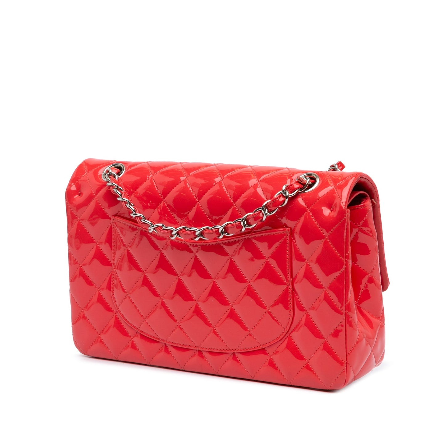 Red Chanel Medium Classic Patent Double Flap Shoulder Bag