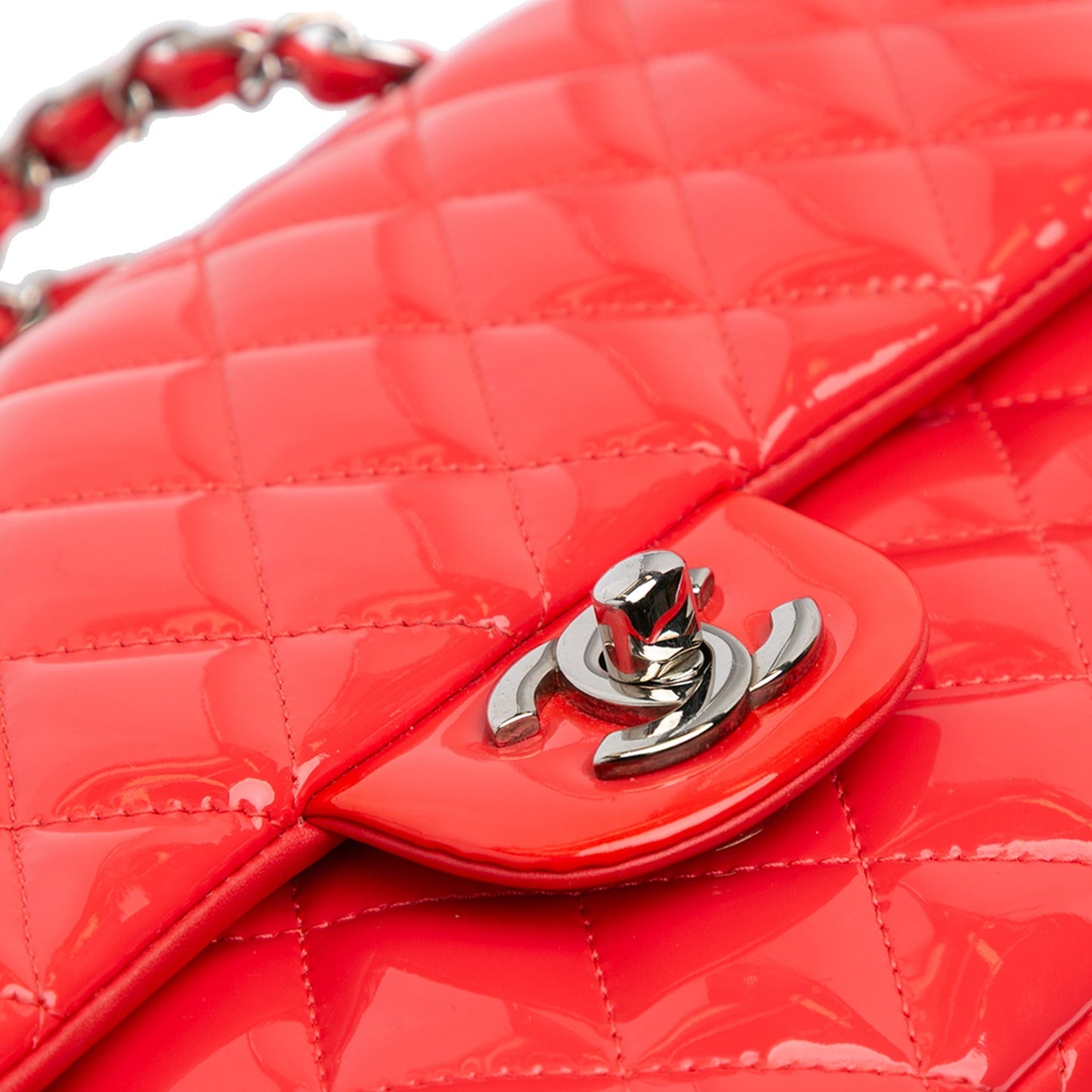 Red Chanel Medium Classic Patent Double Flap Shoulder Bag