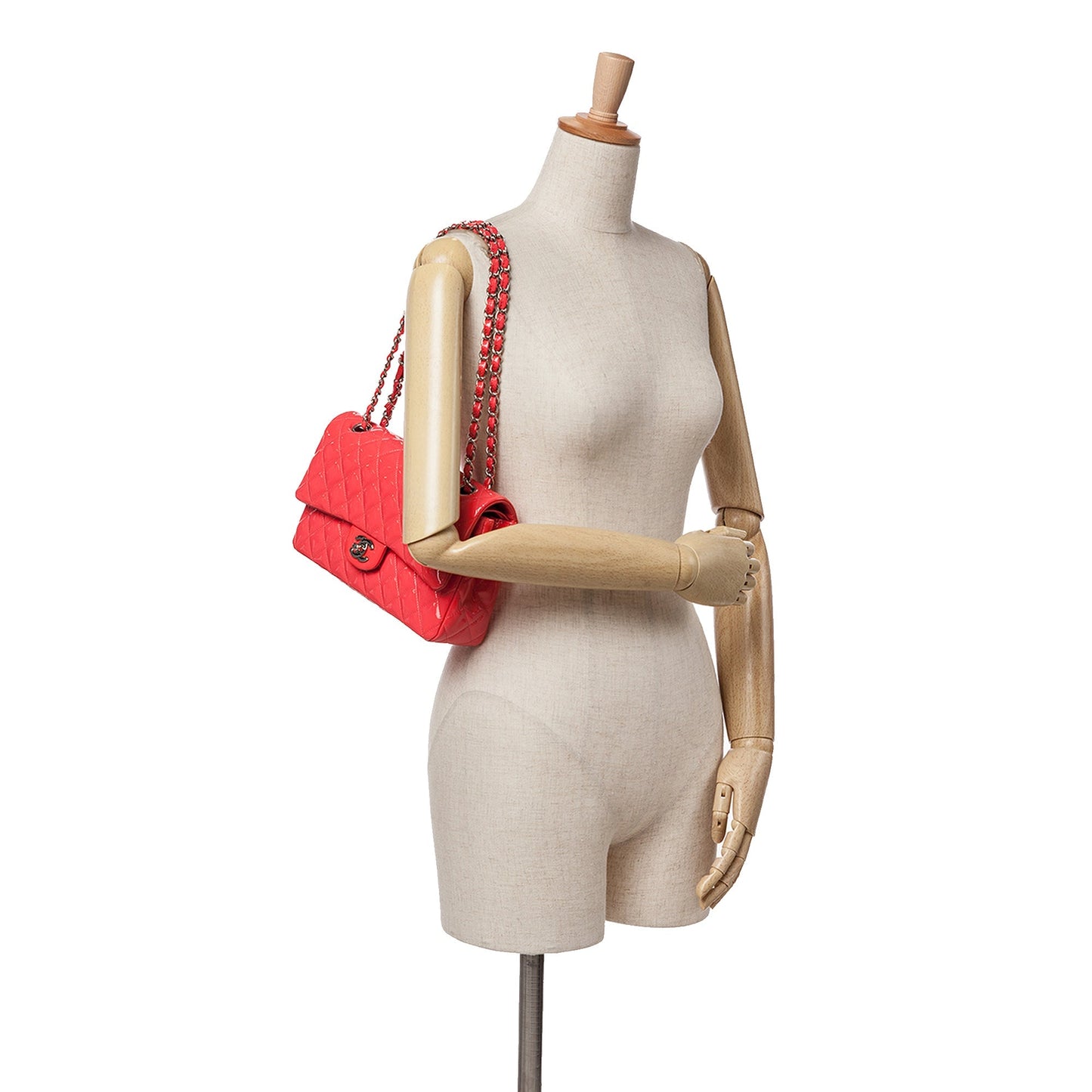 Red Chanel Medium Classic Patent Double Flap Shoulder Bag