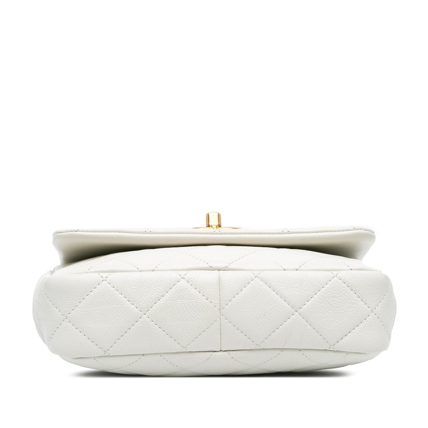 White Chanel Mini Glazed Calfskin Pearl Side Flap Crossbody Bag