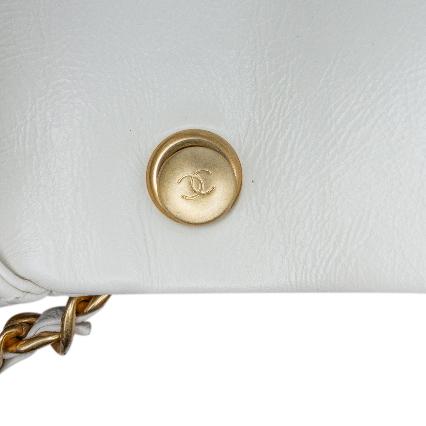 White Chanel Mini Glazed Calfskin Pearl Side Flap Crossbody Bag