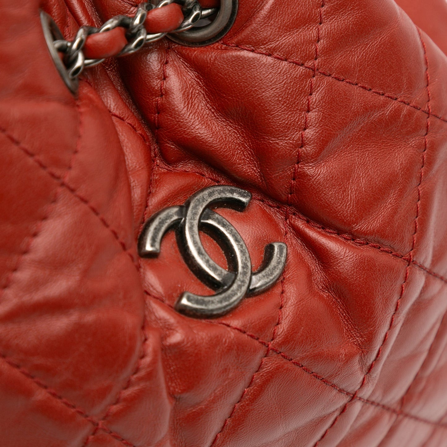 Red Chanel Small Aged Calfskin Gabrielle Backpack