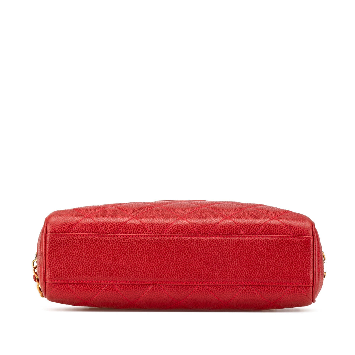 Red Chanel CC Quilted Caviar Chain Camera Bag