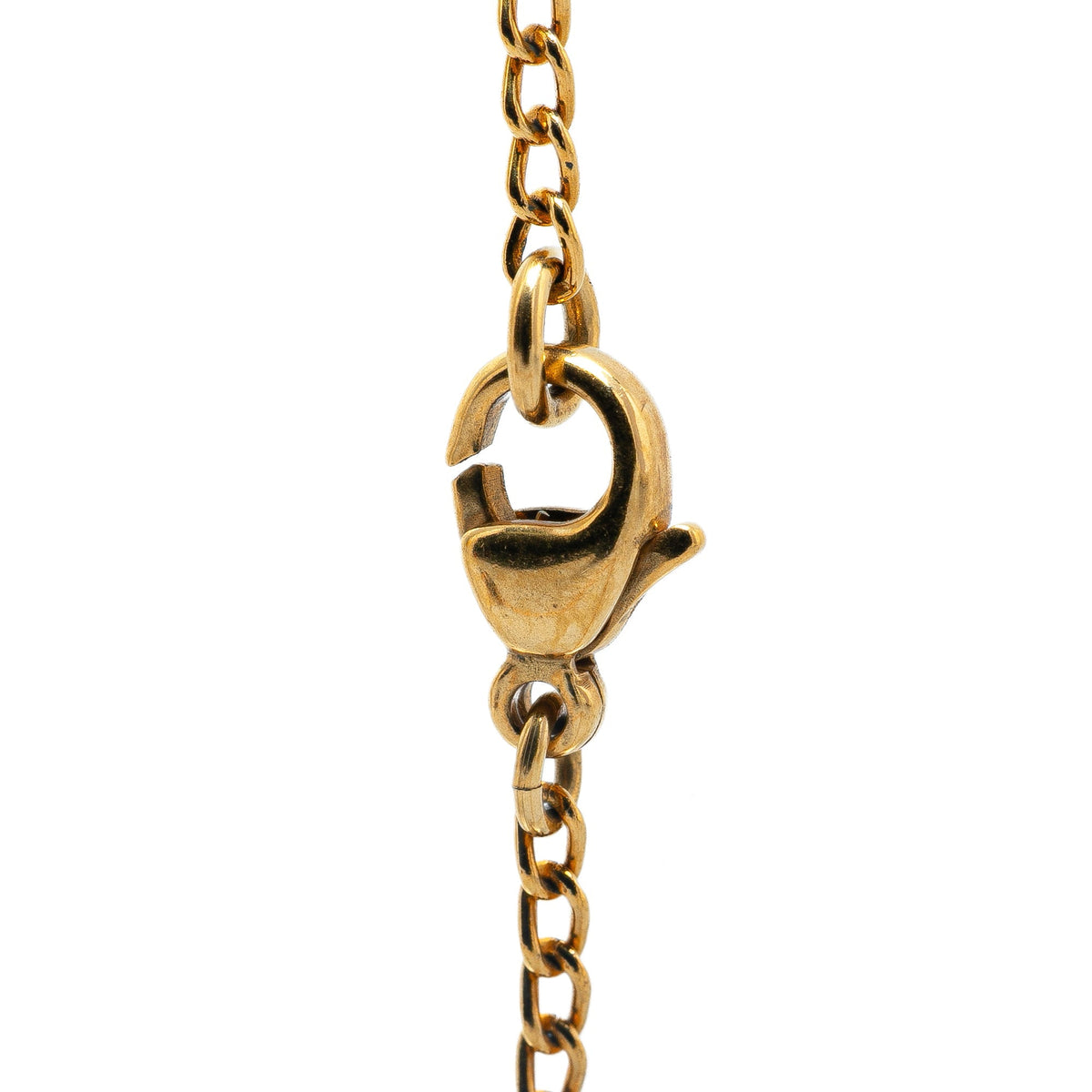 Gold Chanel Gold Plated and Enamel CC Ribbon Pendant Necklace