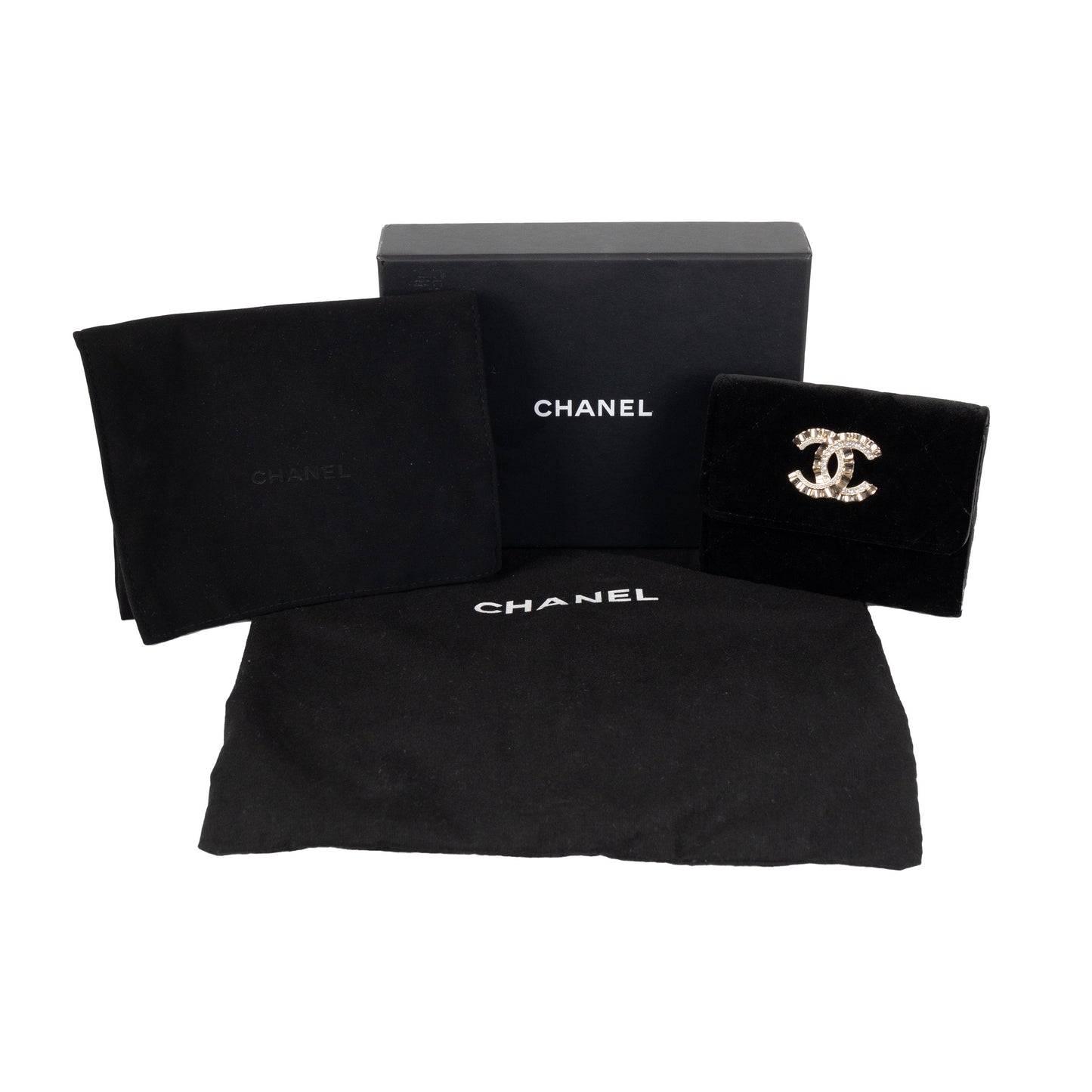 CHANEL Chanel Quilted Velvet Wallet