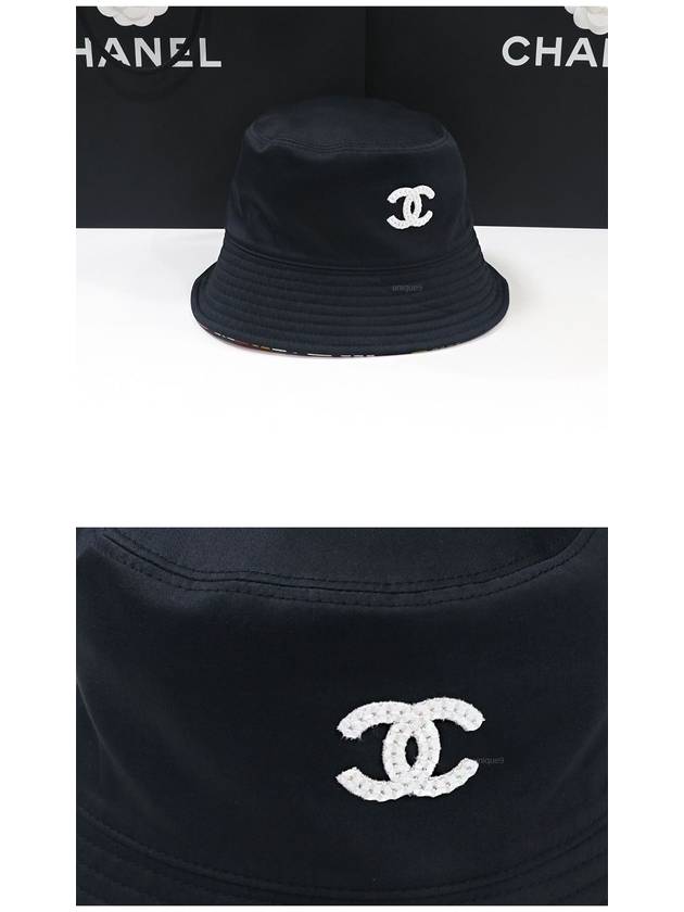 CC Logo Reversible Bucket Hat Black Chanel
