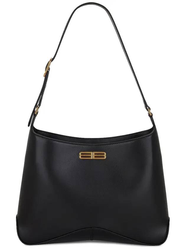 Luxury Balenciaga  Double B Logo Medium Hobo Shoulder Bag Black
