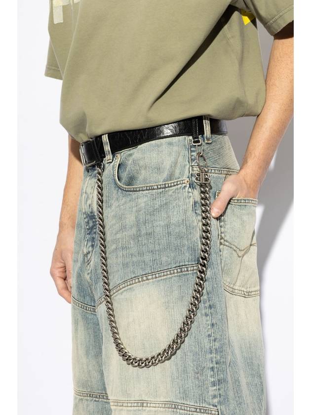 Luxury Balenciaga  Luxury Balenciaga  Leather Belt With Chain, Men's, Black