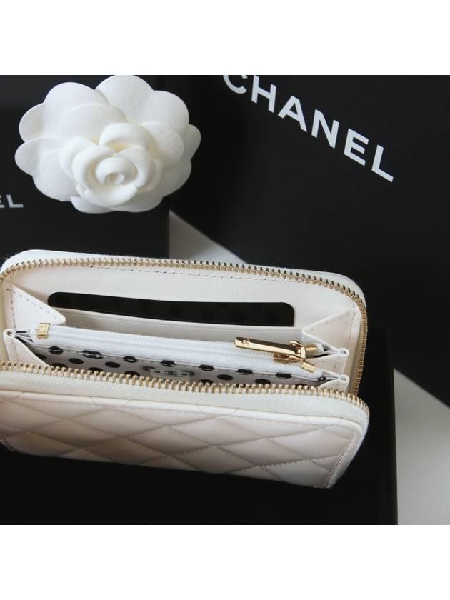 Pearl zipper card wallet white gold AP3811 Chanel