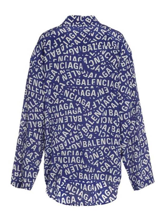 Luxury Balenciaga  All Over Logo Shirt Blue