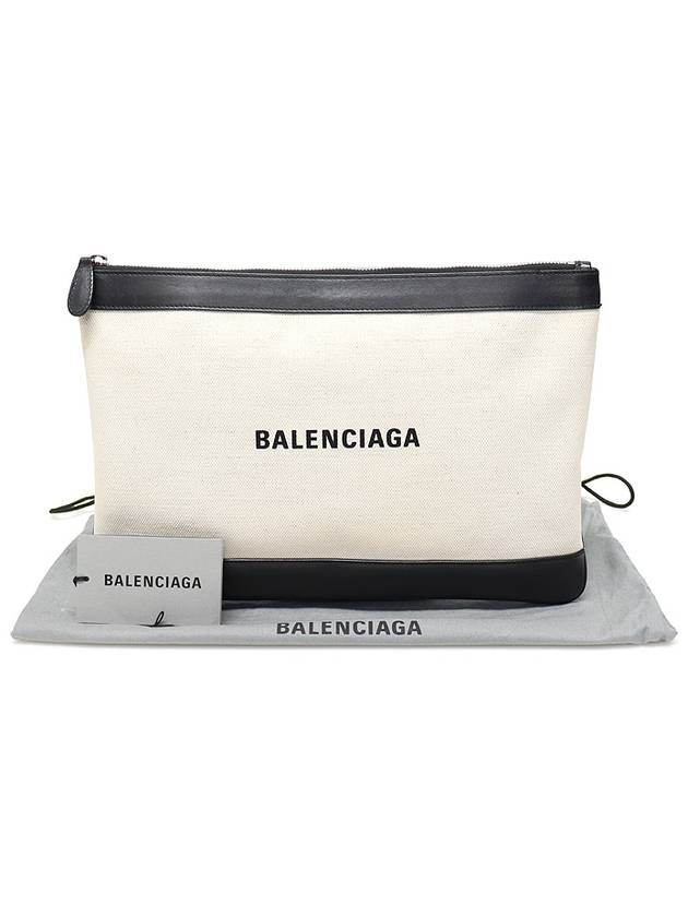 Luxury Balenciaga  420407 Cotton Canvas Navy Clip M Clutch