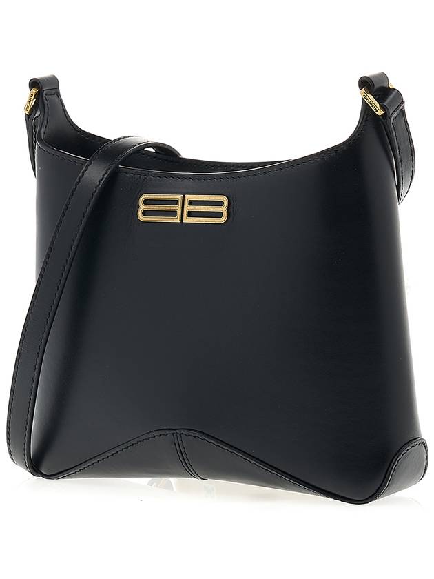 Luxury Balenciaga  Double B Logo Hobo Shoulder Bag Black