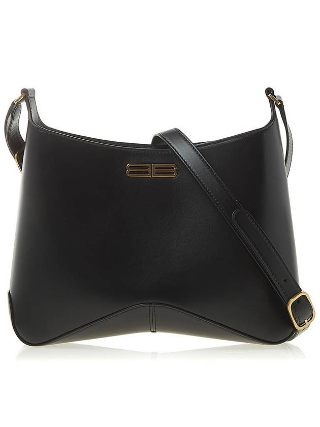 Luxury Balenciaga  Double B Logo Medium Hobo Shoulder Bag Black
