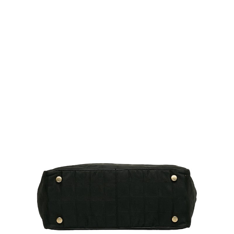Chanel New Label Line  PM houlder Bag Black Nylon Leather Canvas  Chanel