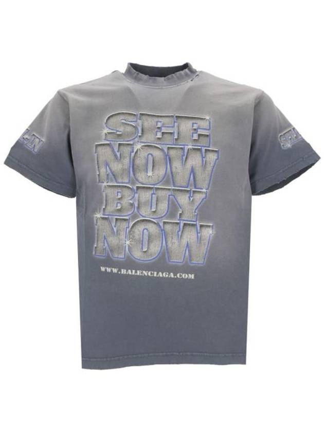 Luxury Balenciaga  See Now Buy Now Short Sleeve T-Shirt Blue