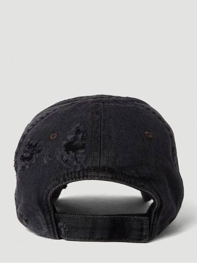 Luxury Balenciaga  Embroidered Logo Denim Ball Cap Dark Grey