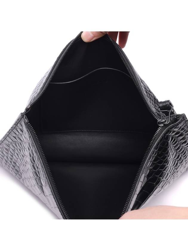 Luxury Balenciaga  Crocodile Embossed Clutch Bag Black