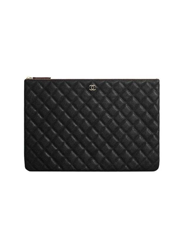 Classic Gold Hardware Caviar Large Calfskin Clutch Bag Black Chanel