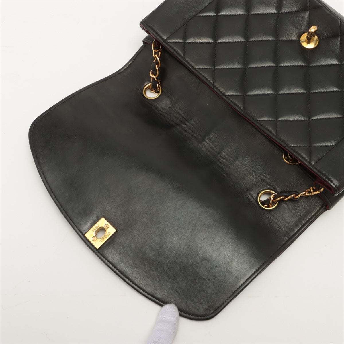 Chanel Matrasse  Single Flap Single Chain Bag Diamond Flap Black Gold  3rd