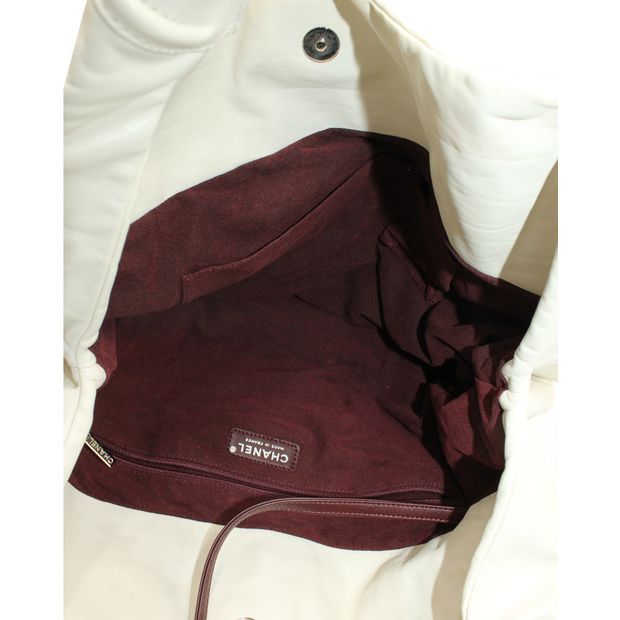 CHANEL Vintage Ivory Leather "Cc" Tote 2008-2009