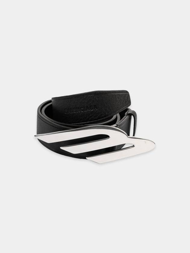 Luxury Balenciaga  Moto Logo Leather Belt Black
