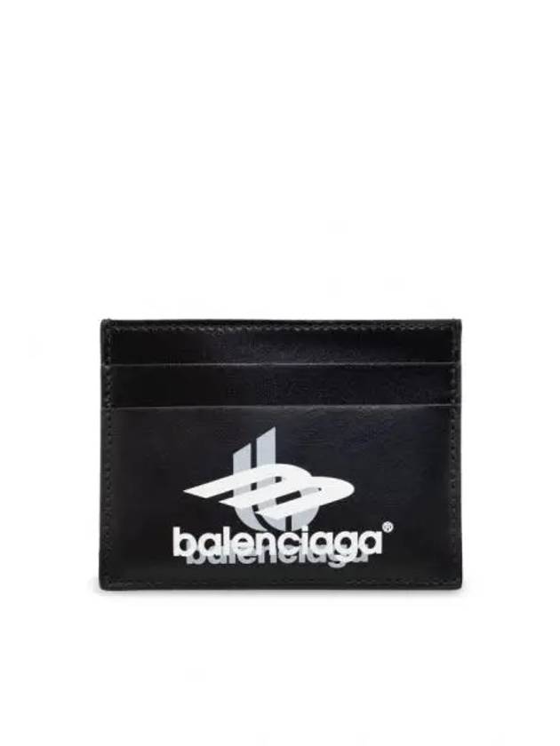 Luxury Balenciaga  Logo Print Leather Card Wallet Black