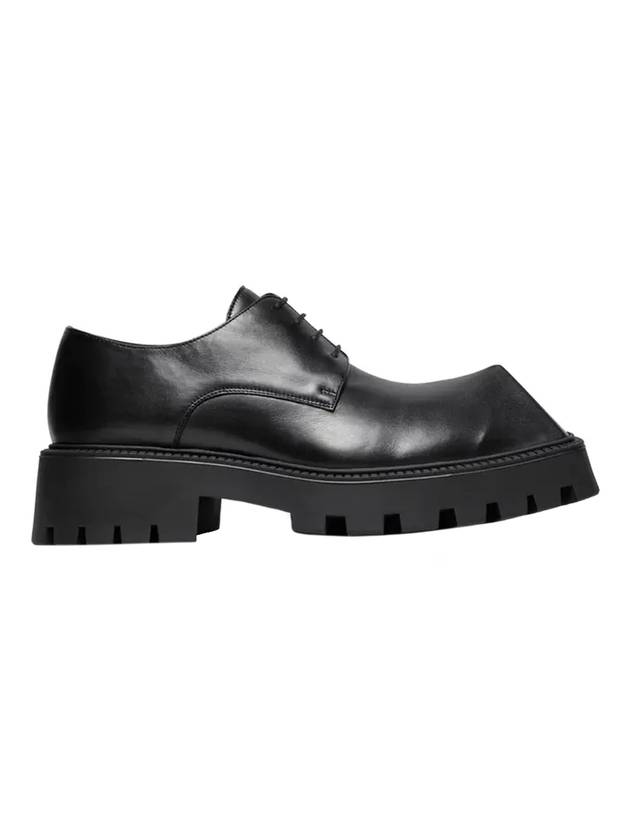 Luxury Balenciaga  Men's Rhino Square Toe Leather Derby Black