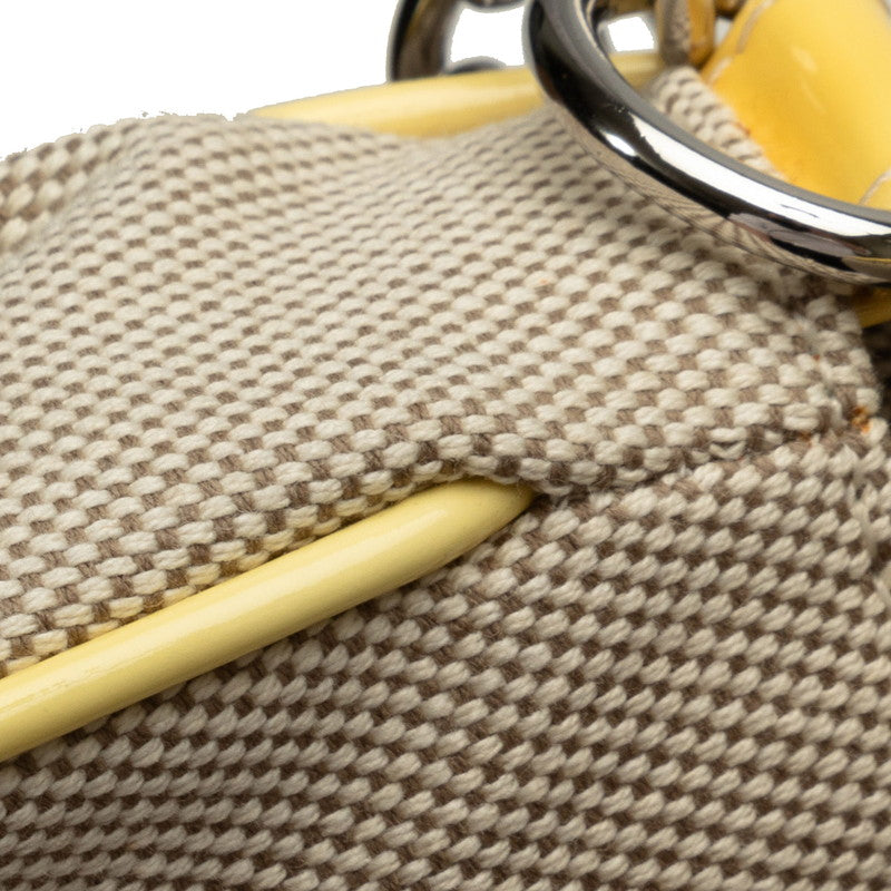 Chanel None.5 Camellia Chain One-Shoulder Bag Yellow Gr Canvas Patent Leather  Chanel