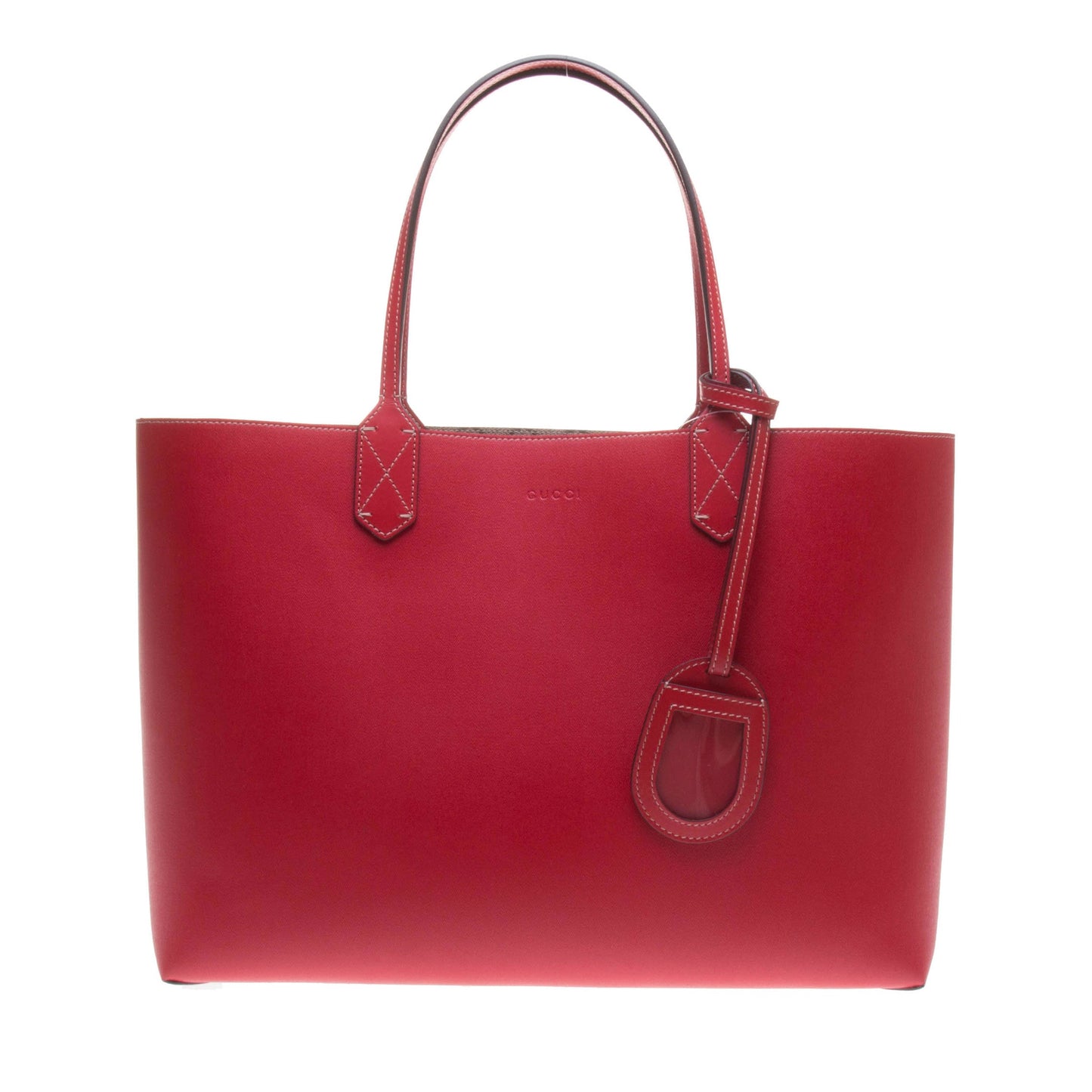 Gucci 368568 Red Leather / Ebony GG Supreme Canvas Reversible Large Tote Bag