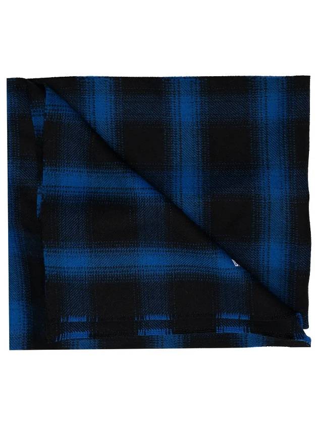 Luxury Balenciaga  Check Embroidery Logo Muffler Blue Black