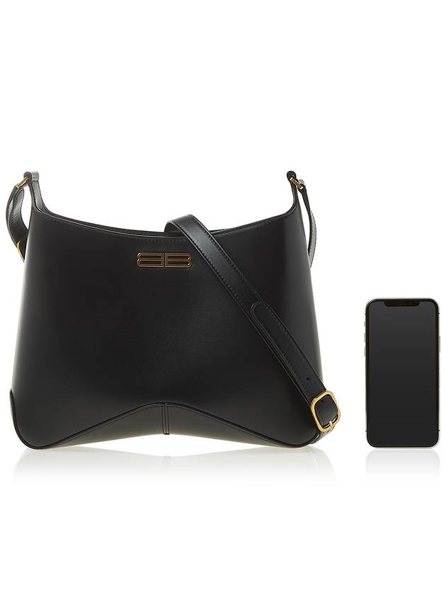 Luxury Balenciaga  Double B Logo Medium Hobo Shoulder Bag Black