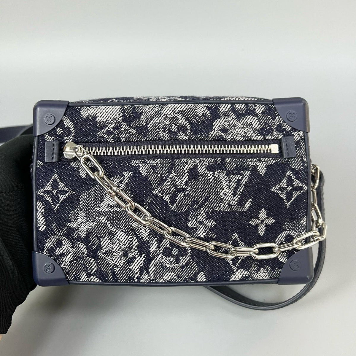 Preloved Louis Vuitton Soft Trunk 18.5*12.9*7.8cm Dark blue XJ10962