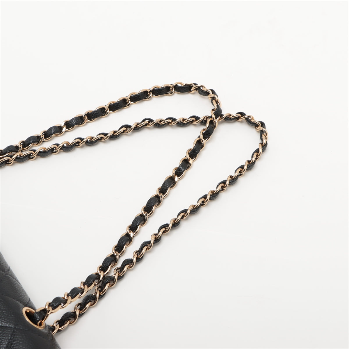 Chanel Matrasse 25 Caviar S Double Flap Double Chain Bag Black Silver  8th A01112