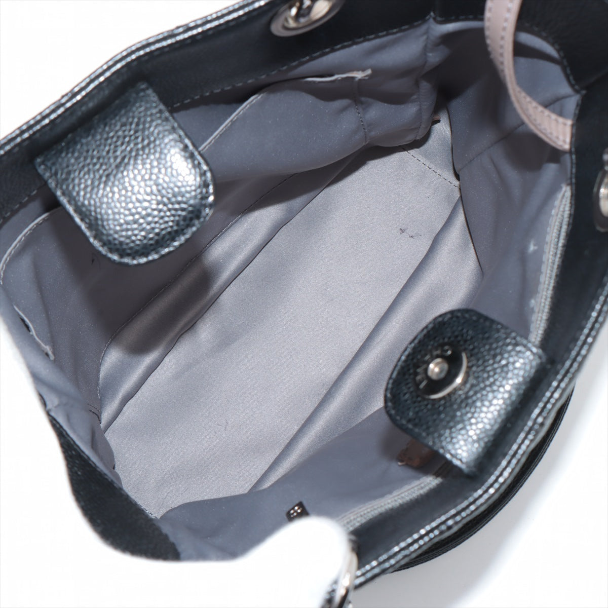 Chanel PST Caviar S Tote Top Bag Black Silver Gold  15th