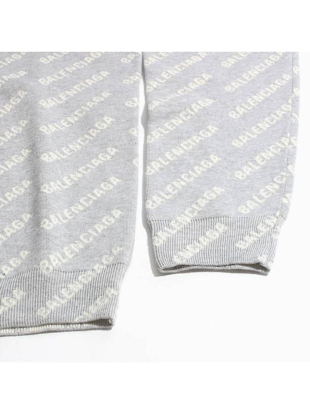 Luxury Balenciaga  Wool Over Logo Pattern Knit Sweatshirt Grey