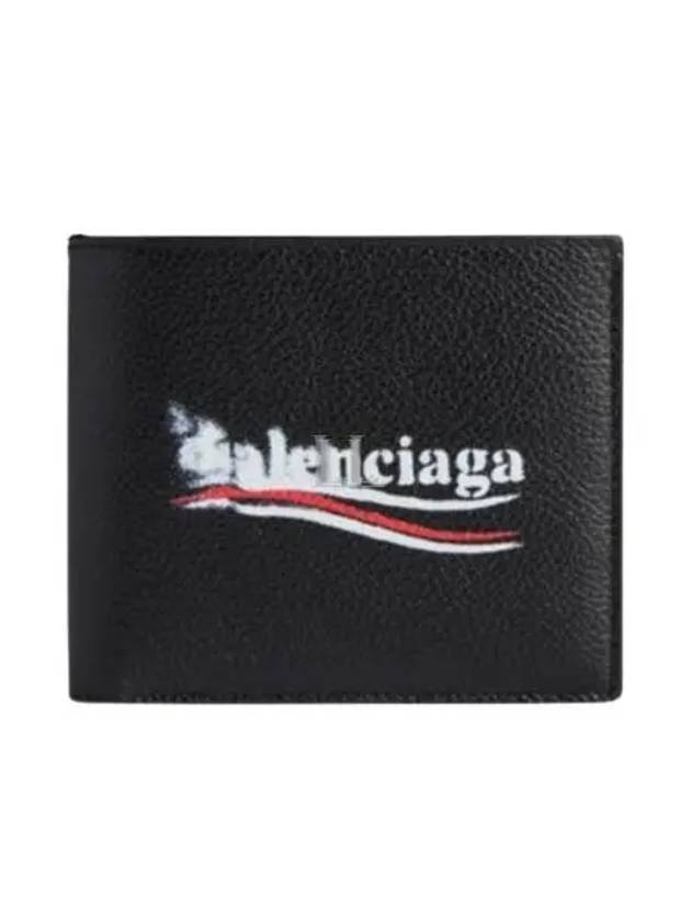 Luxury Balenciaga  Wave Logo Half Wallet Black