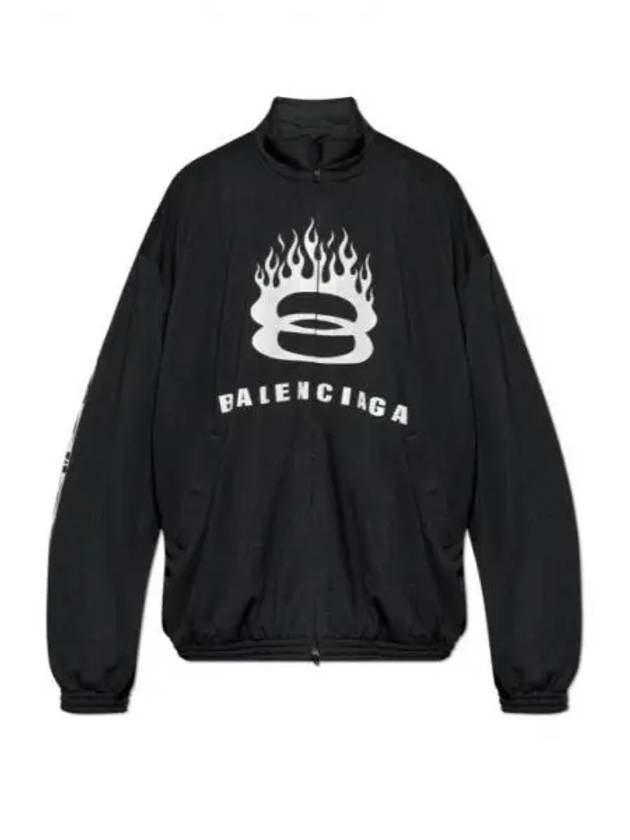 Luxury Balenciaga  Flame Print Zip-Up Jacket Black