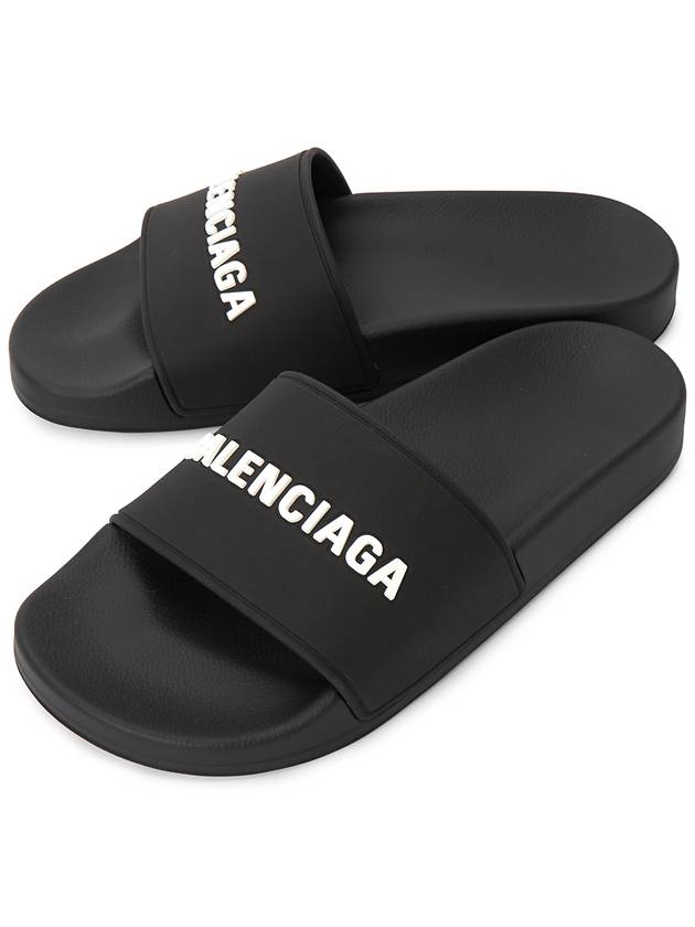 Luxury Balenciaga  Logo Slippers Black
